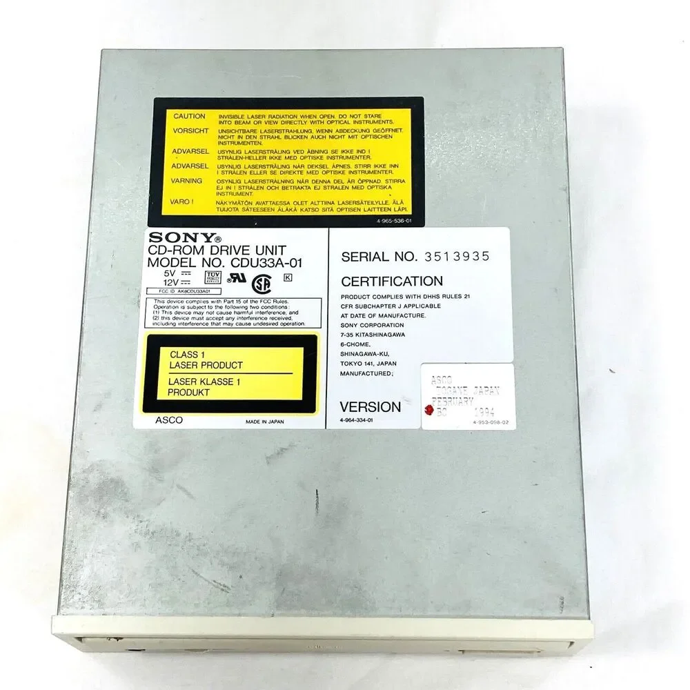 Sony CD-ROM Drive Unit CDU33A-01 Vintage Japan 1994 *Untested 34 Pin Proprietary